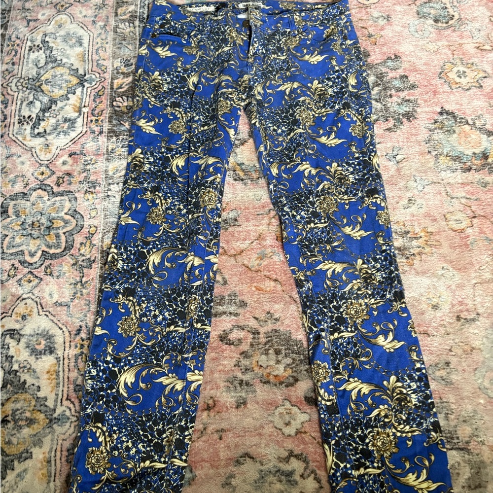 Hot Kiss Blue and Gold Floral Pants